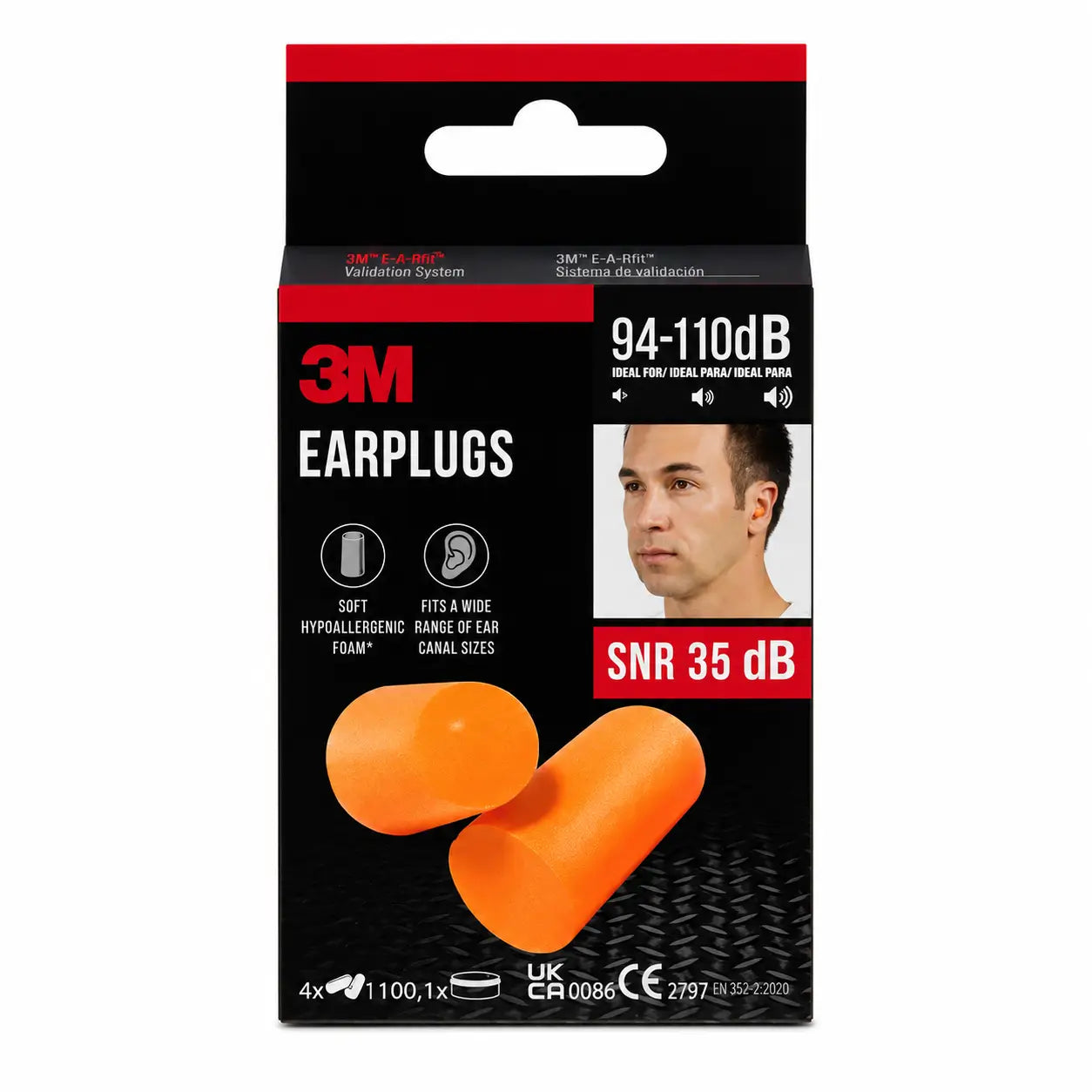 3M™ Noise Foam Ear Plugs, Snr 35 Db, 4 pairs