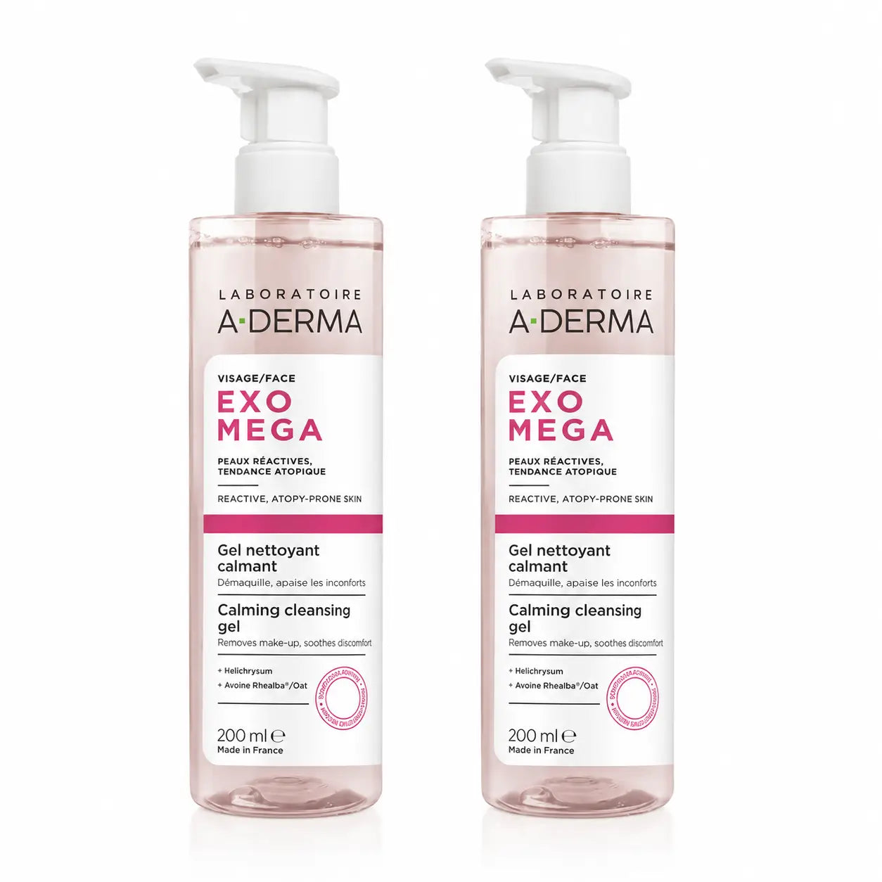 A-Derma Exomega Soothing Facial Cleansing Gel, 200 ml, pack 2