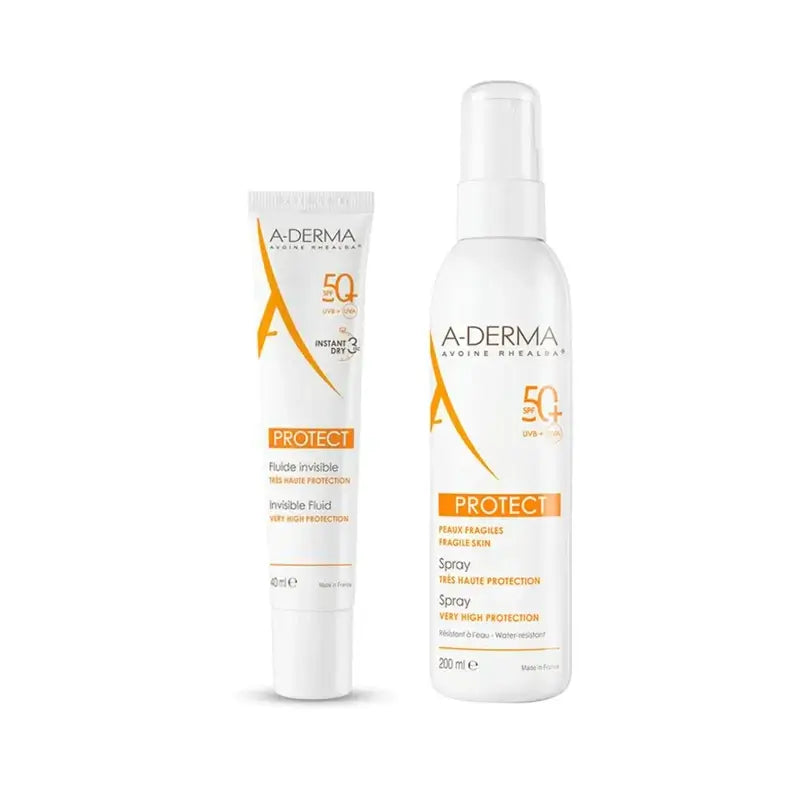 A-Derma Protect Invisible Sun Fluid Spf50+ 40 Ml + Protect Sun Spray Spf50+ 200 Ml