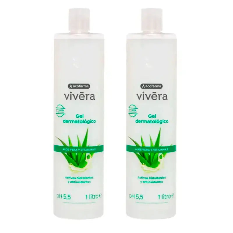 Acofar Vivera Aloe Vera Vitamin E Gel, Pack 2 x 1 Litre