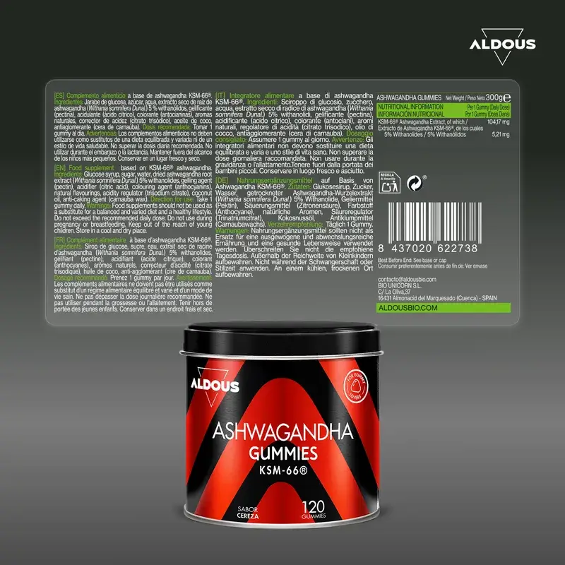 Aldous Bio Ashwagandha Ksm-66 , 120 gummies