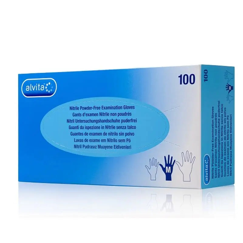Alvita Powder Free Nitrile Examination Gloves Size L, 100 pcs.
