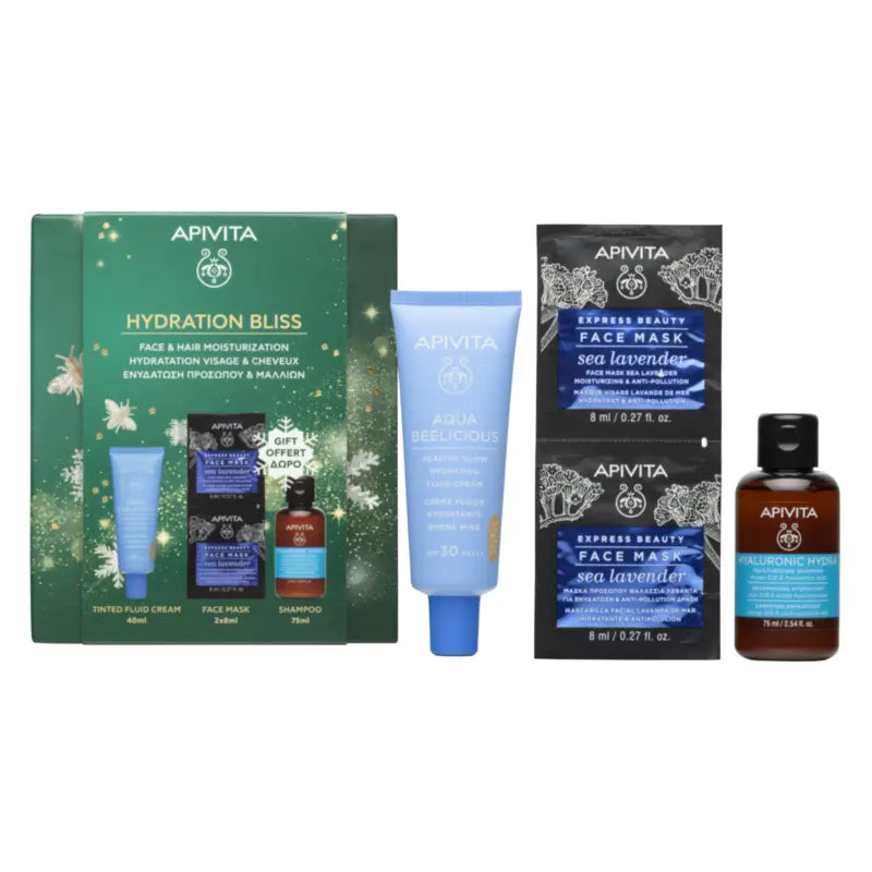 Apivita Aqua Beelicious Gift Set: Tinted Fluid Cream SPF 30, 40 + 75 + 2 × 8 ml