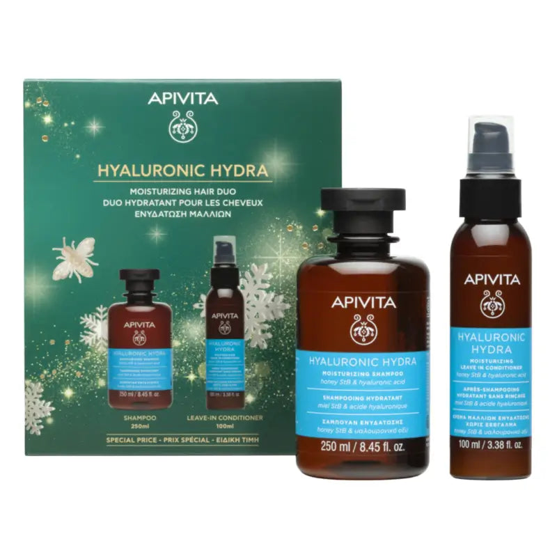 Apivita Hyaluronic Hydra Shampoo + Leave-in Conditioner Gift Set, 250 + 100 ml