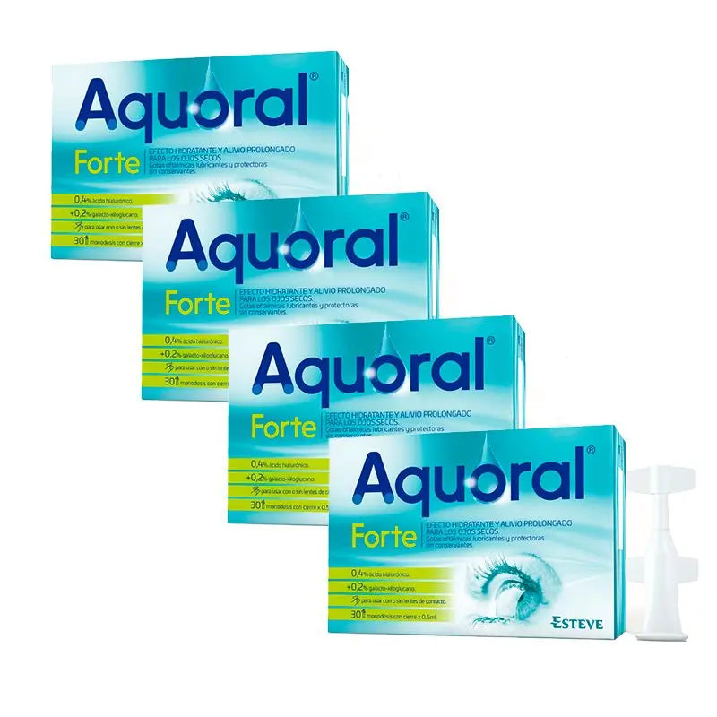 Aquoral Pack Forte Lubricating Ophthalmic Drops, 4 x 30 Single Dose
