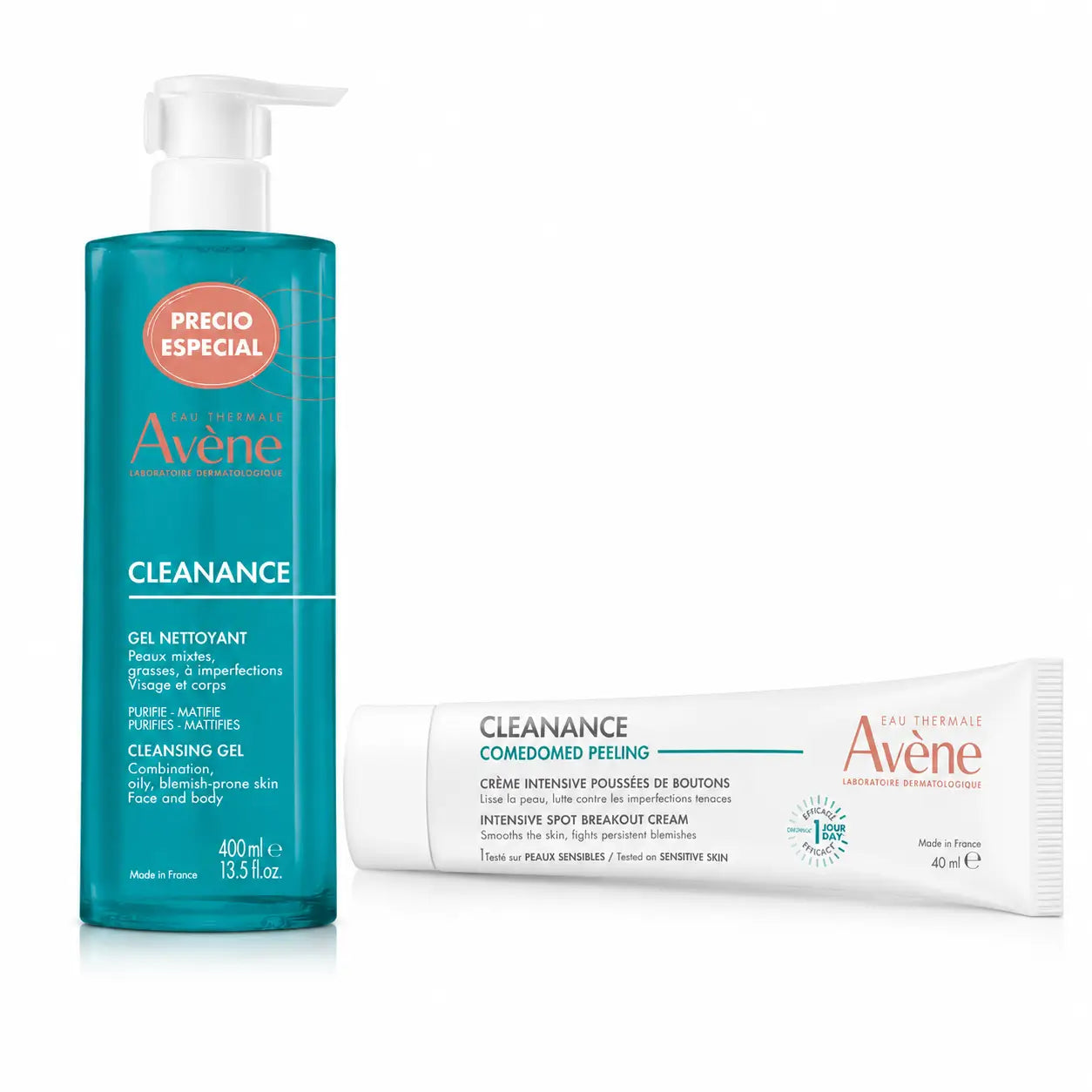 Avene Cleanance Cleansing Gel + Comedomed Exfoliating Cream, pack of 2
