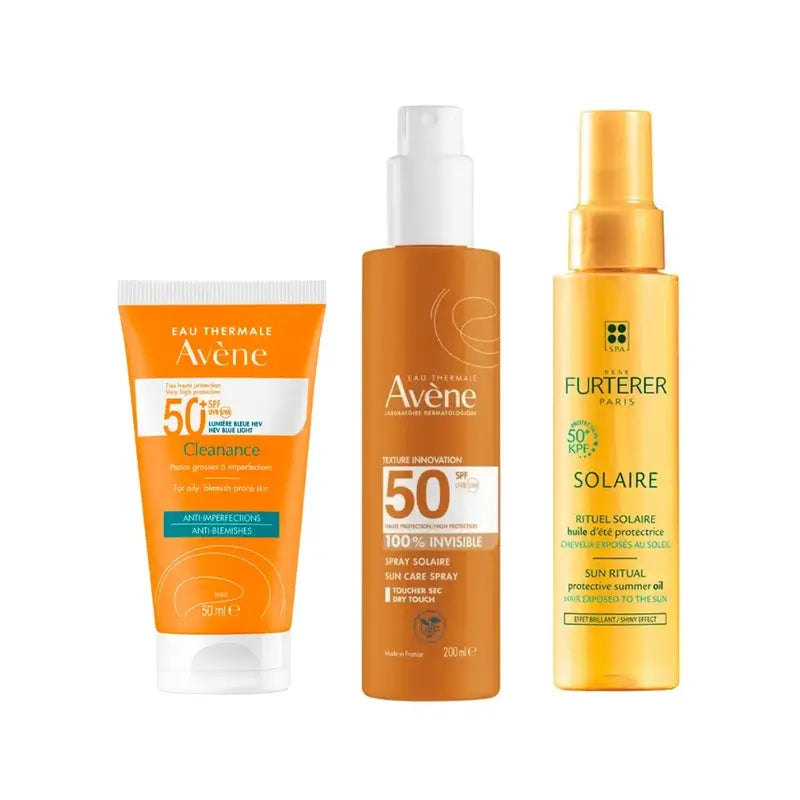 Avène Cleanance Spf 50+ 50 Ml + Invisible Spray Spf 50 200 Ml + Protective Sun Oil Kpf 50⁺ 100 Ml