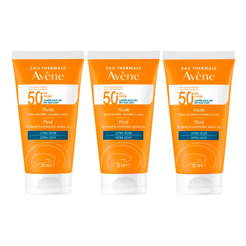 Avène Sunscreen Fluid Spf50+, 3 x 50 ml
