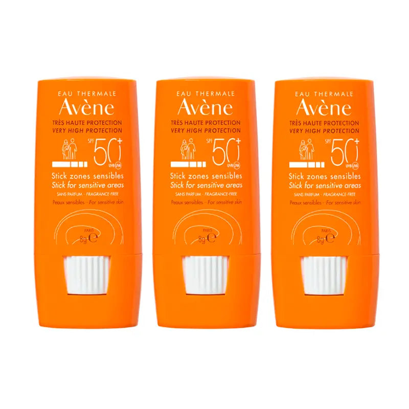 Avène Sun Stick Spf 50+ Sensitive Areas, 3 x 8 g