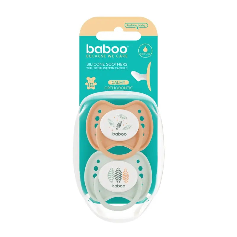 Baboo Calmy Anatomical Pacifiers 0-6 Months Peachy Keen, 2 pieces