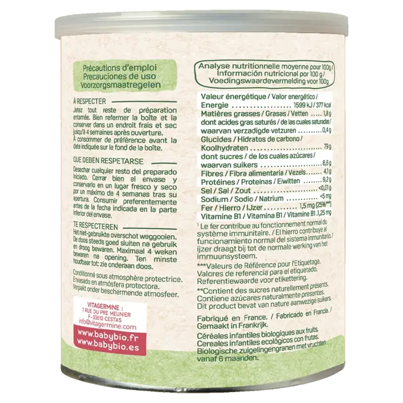 Babybio Cereals 3 Fruit & Quinoa, Pack 3 x 220 grams