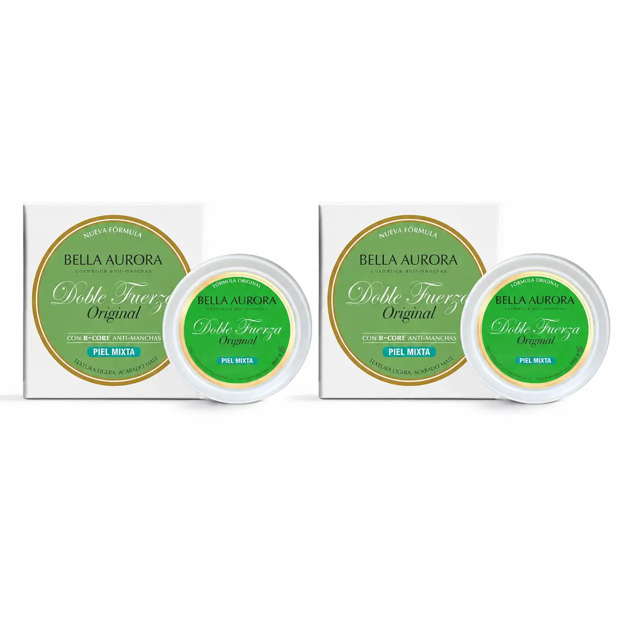 Bella Aurora Double Strength Matt Anti-Blemish Foundation for Combination Skin, 30 g, pack of 2