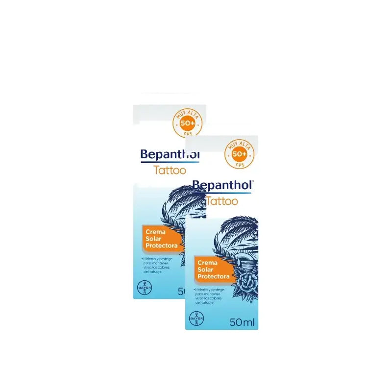 Bepanthol Tattoo Sun Cream SPF50, Pack of 2 x 50 ml