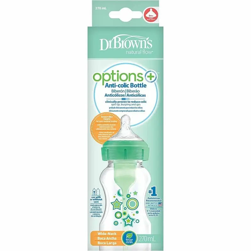 Options+ Wide Mouth Green Stars PP PP Options+, 270 ml