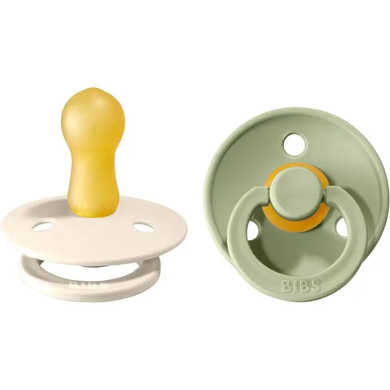 BIBS 2 Pacifiers Colour Round Ivory/Sage 6/18 Months
