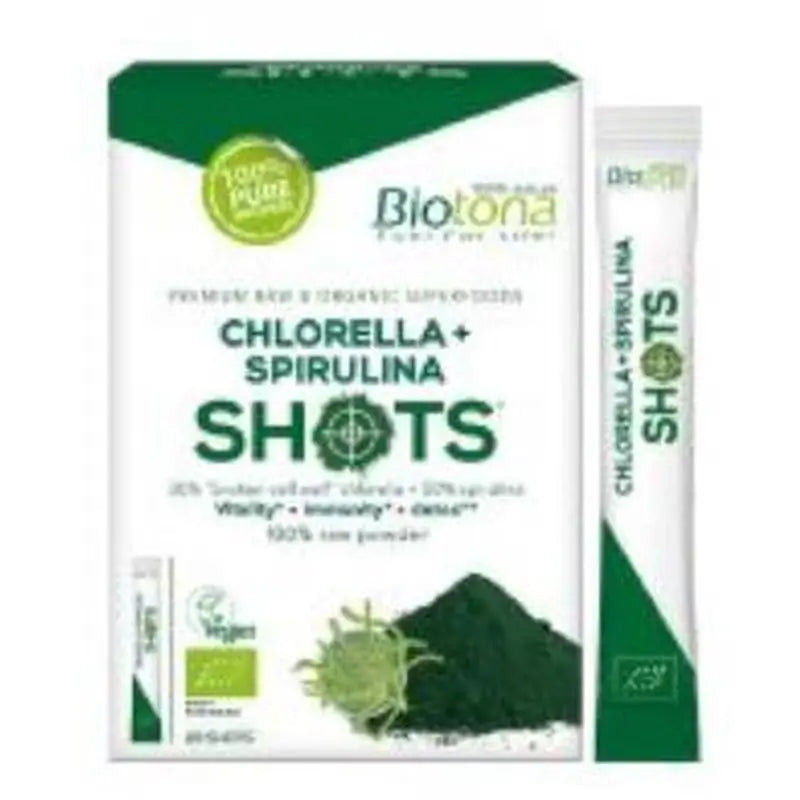 Biotona Chlorella+Spirulina Raw 20Shots. Bio Sg Vegan