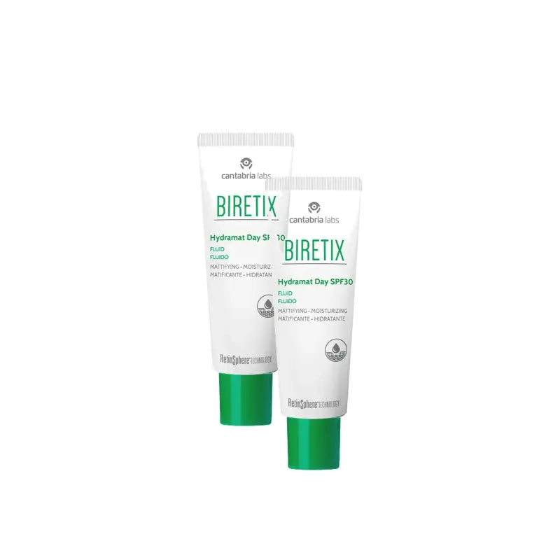 BIRETIX Hydramat Day SPF 30 Fluid, Pack of 2 x 50 ml