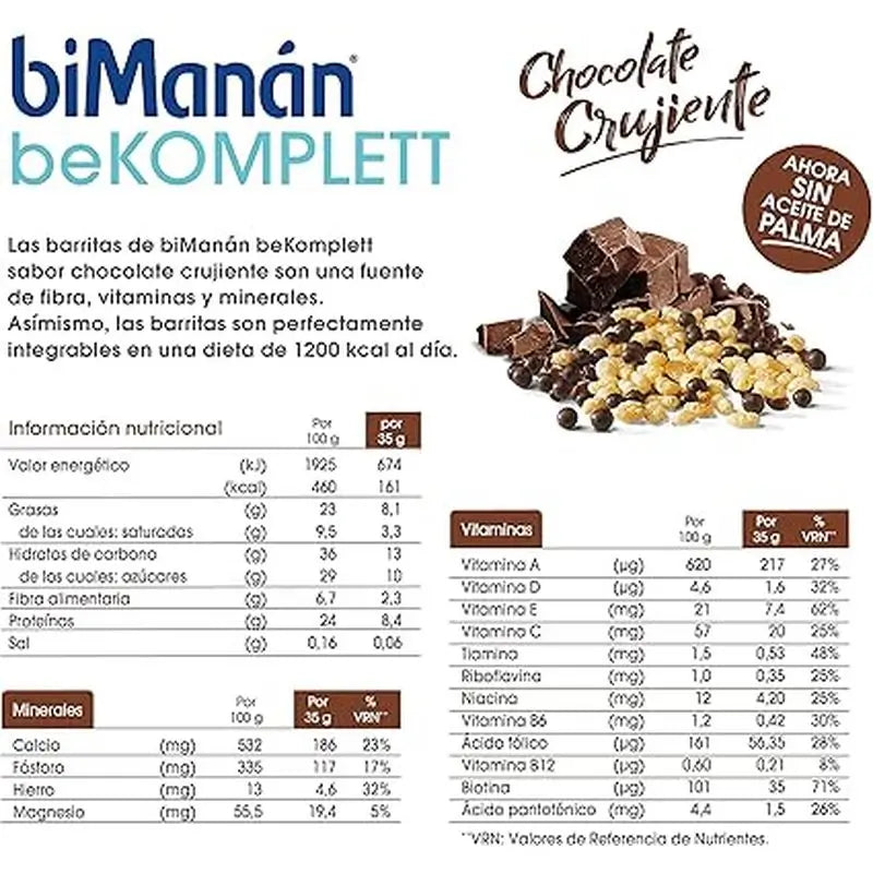 biManán Barritas Entre Horas de Chocolate Komplett 8 units