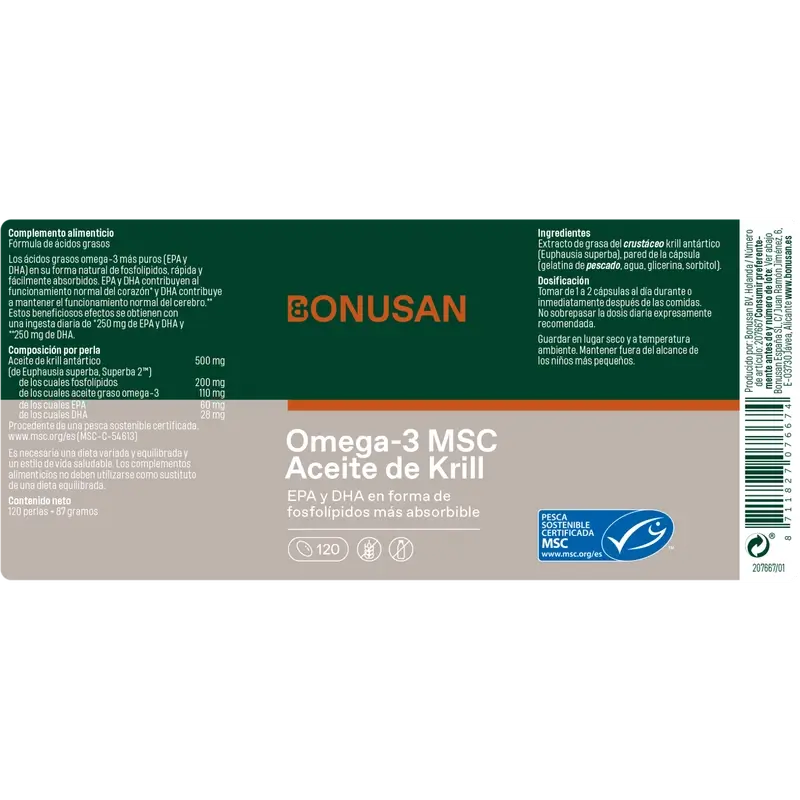 Bonusan Omega-3 Msc Krill Oil, 120 pearls