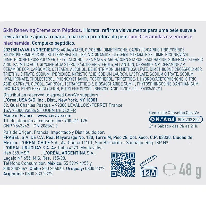 Cerave Skin Renewing Cream with Peptides , 48 ml