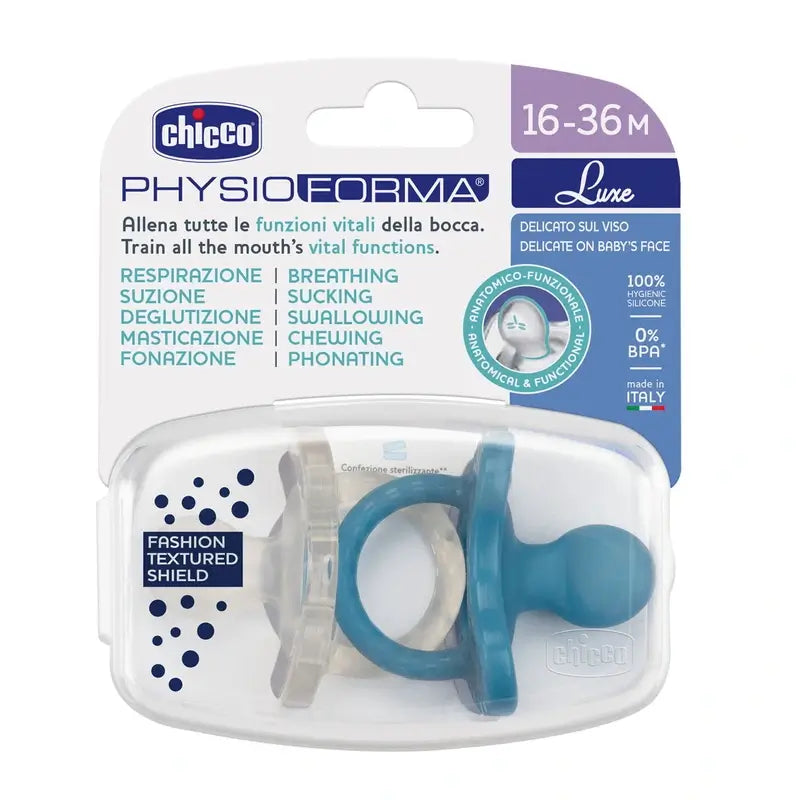 Chicco Pacifier Physioforma Luxe 16-36 2 Units Blue -Grey