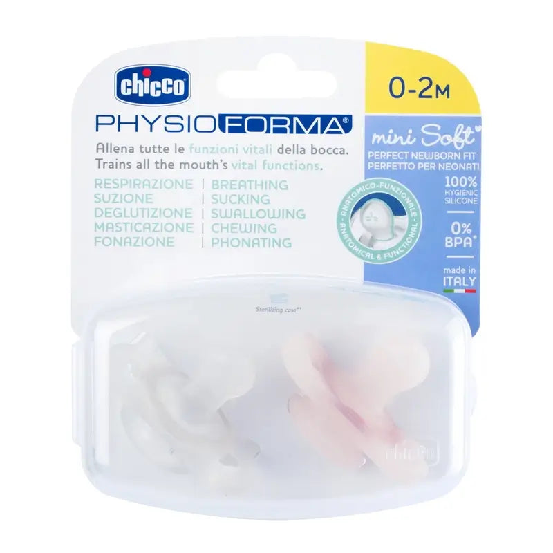 Chicco Pacifier Physioforma Minisoft Pink 0-2M 2 Units