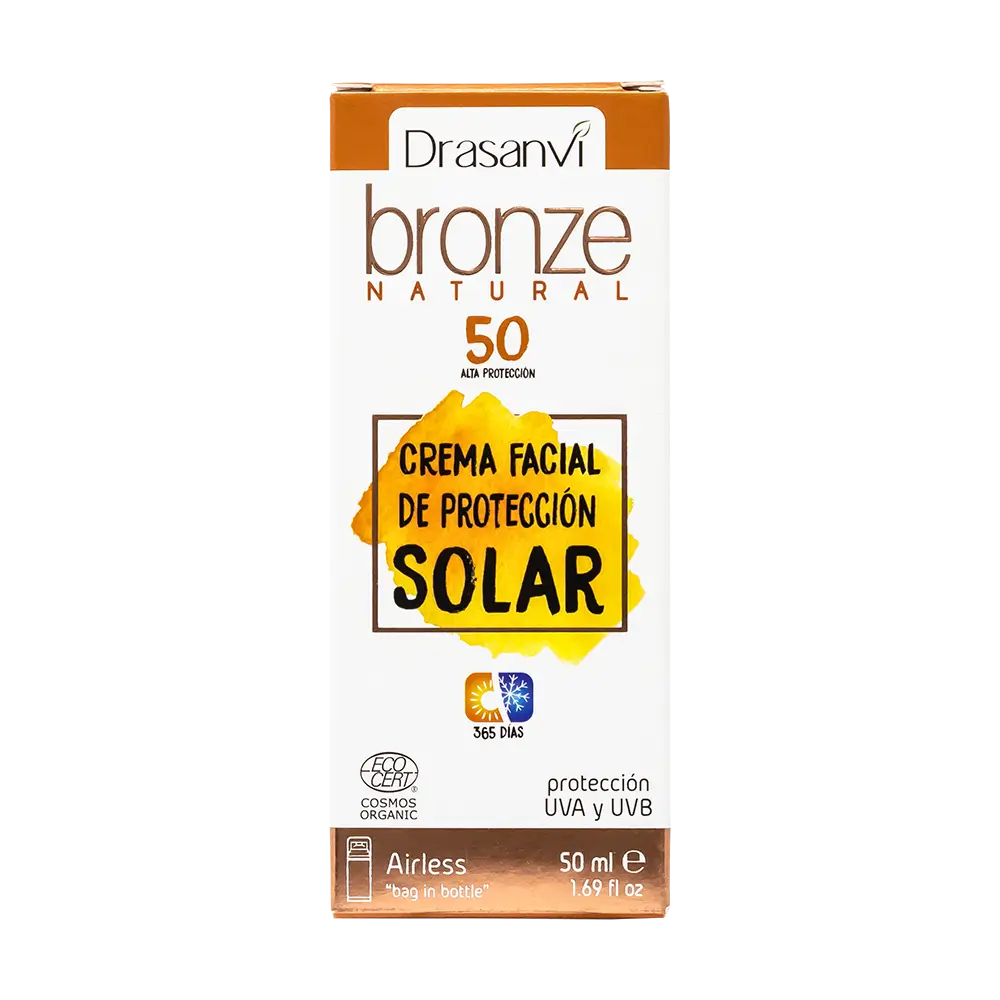 Drasanvi Bronze Natural SPF50 Ecocert Sunscreen Face Cream, 50ml