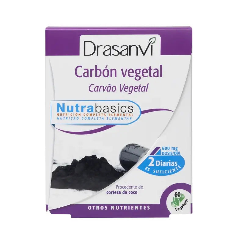 Drasanvi Vegetable Carbon 60 Capsules Nutrabasicos Drasanvi Bottle