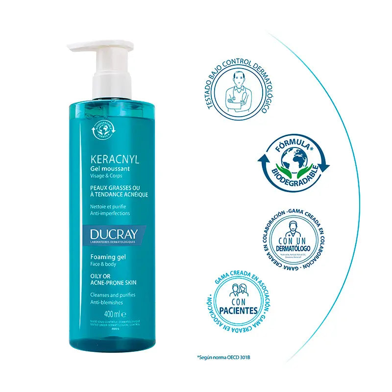 Ducray Keracnyl Cleansing Gel 400 ml