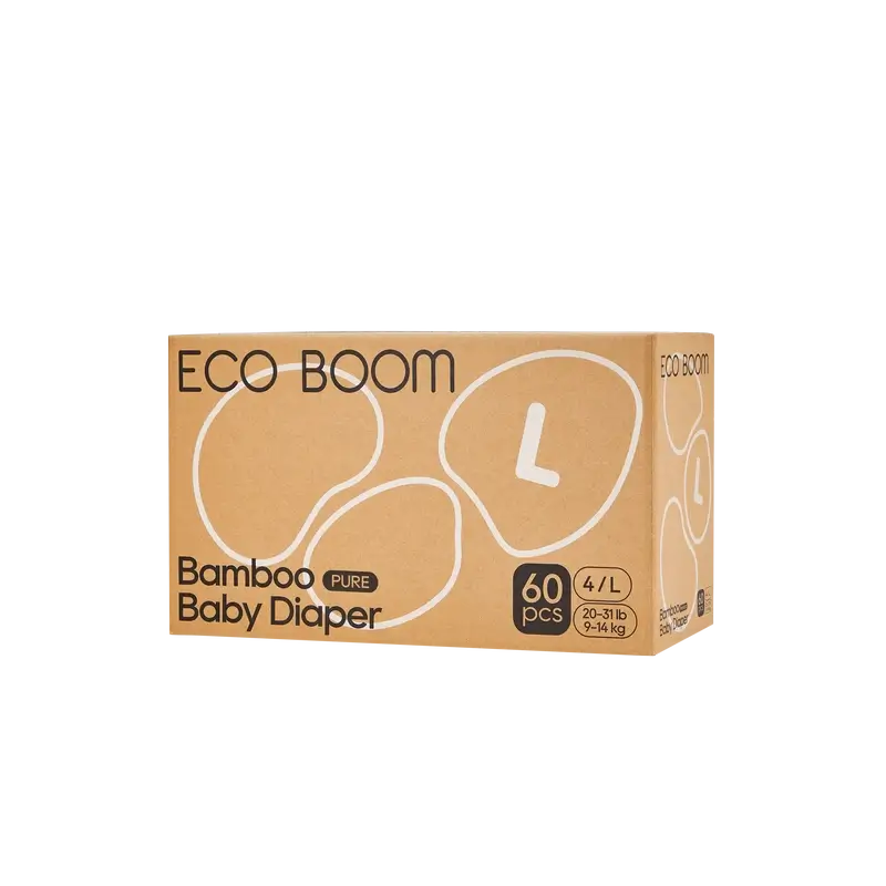 ECO BOOM PURE 100% natural bamboo nappies - Size 4/L (9-14 kg) - 60 pcs.