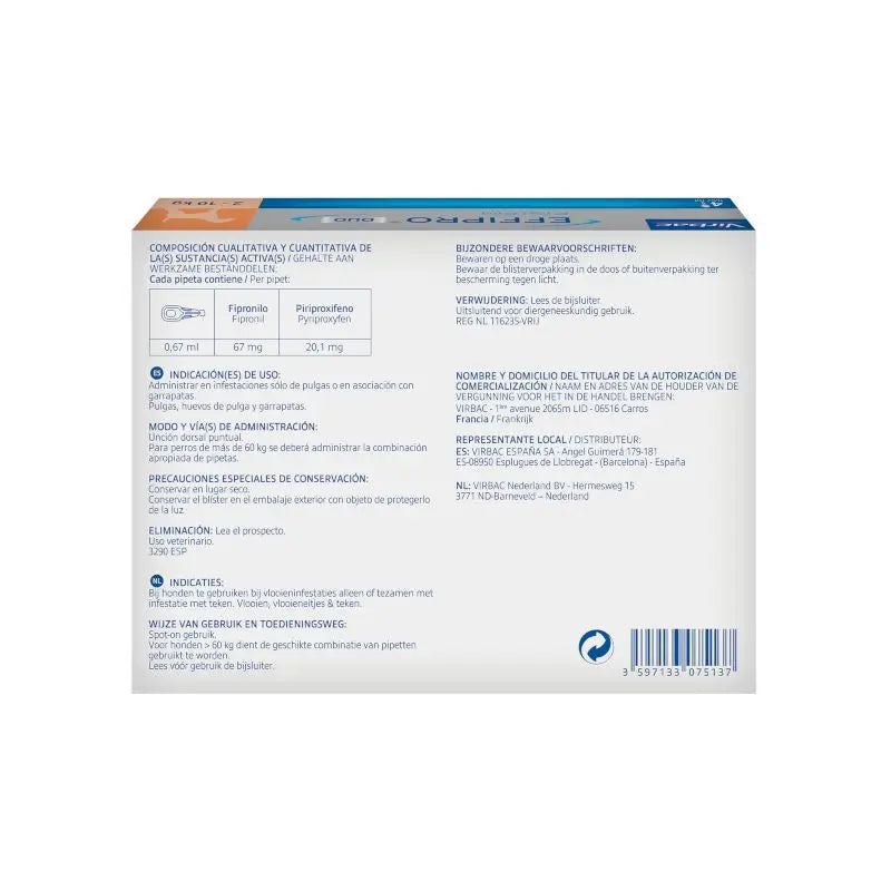 Effipro Duo Spot-On Small Dog 2-10Kg, 4 Pipettes