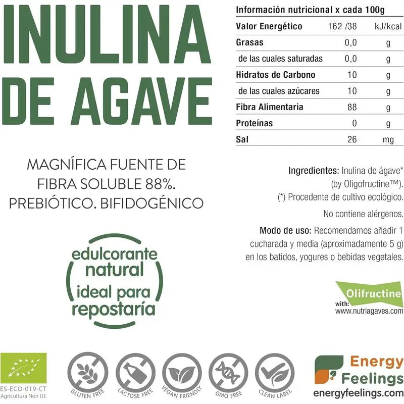 Energy Feelings Agave Inulin Powder 500g Eco Vegan