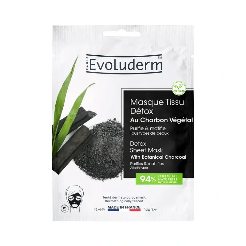 Evoluderm Detoxifying Sheet Mask With Charcoal, 1 pc / 19