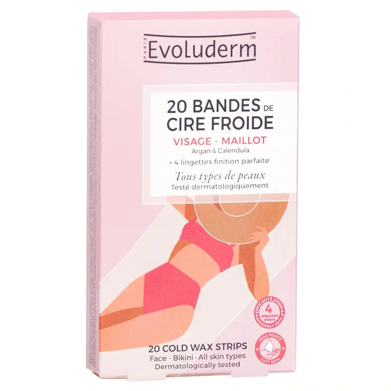 Evoluderm Face Wax Strips, 20 pcs