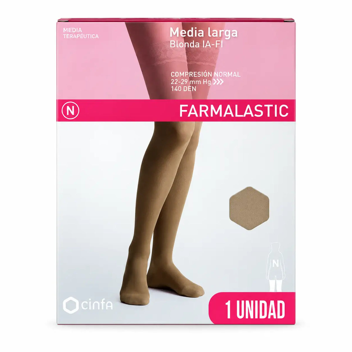 Farmalastic Long Pantyhose Compression Normal Compression Beige, Size Small