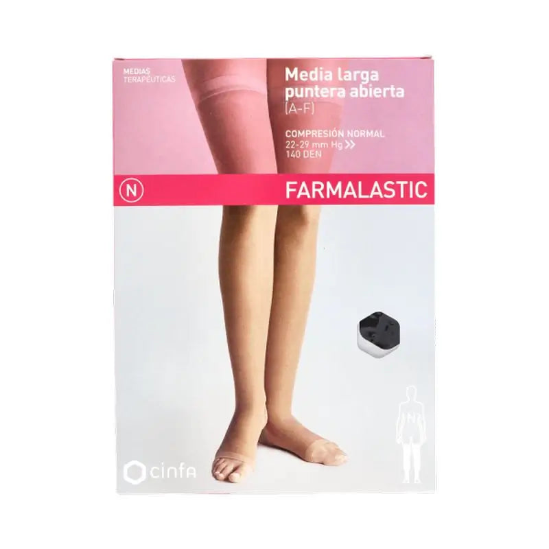 Farmalastic Long Open Toe Stocking Black, Size Small