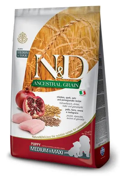 Farmina N&D Dog Puppy Ancestral Medium Medium Maxi Chicken 12Kg, dog food for puppies