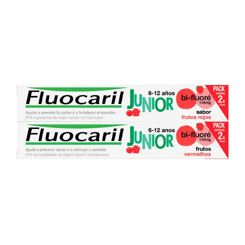 Fluocaril Junior 6-12 Years Red Fruit Flavour, 2x75 ml