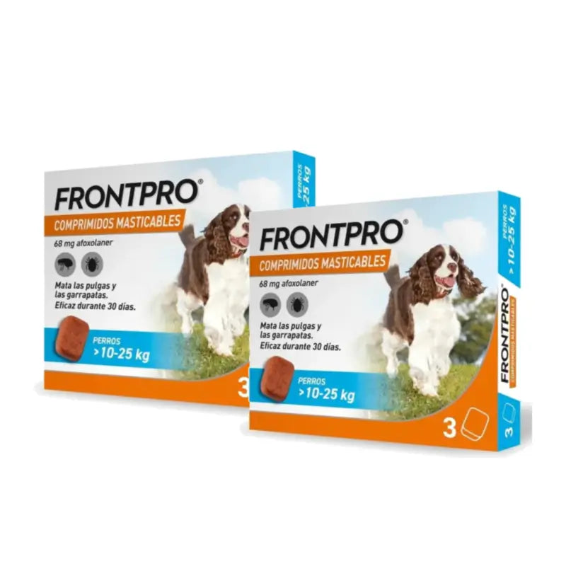 Frontpro Parasite Treatment for Dogs 10–25 kg (L), Pack of 2 x 3 Chewable Tablets