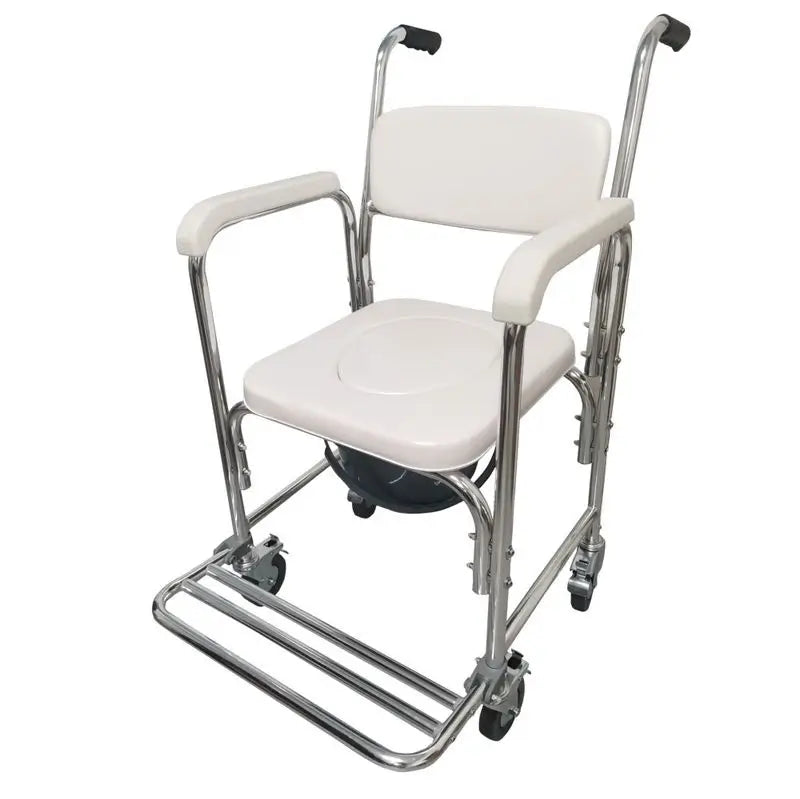 García 1880 Aluminium Chair With Toilet And Wheels White