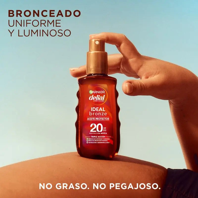Garnier Delial Protective Tanning Oil Spf 20. Optimum Tanning, Satin Finish, Water Resistant, Non-Sticky 150Ml