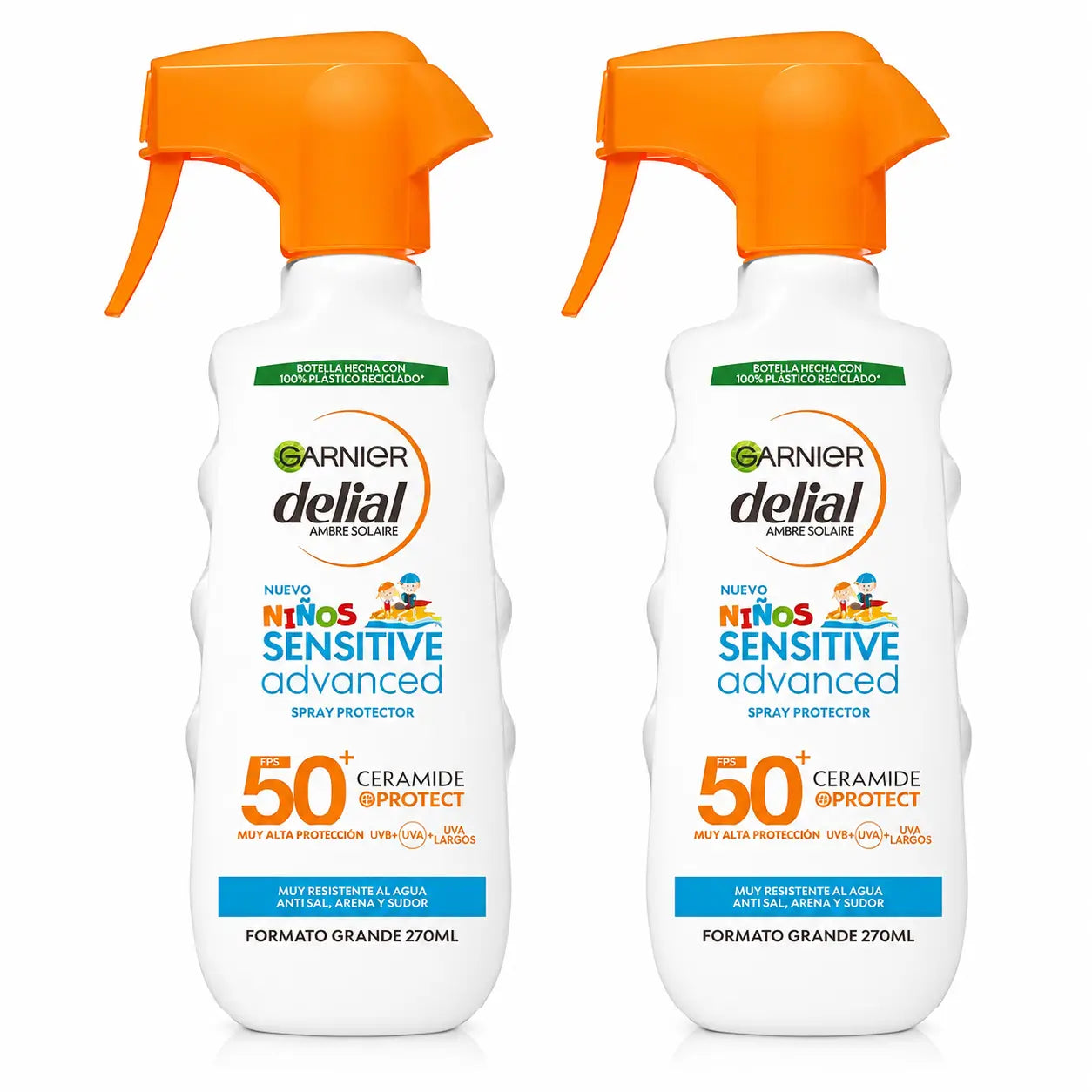 Garnier Delial Sunscreen Children Spf50 For Light & Sensitive Skin. Pediatric, 270Ml , pack 2