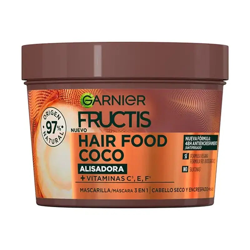 GarnierFructis Hair Food Coconut 3 In 1 Smoothing Mask 400 Ml For Dry & Frizzy Hair