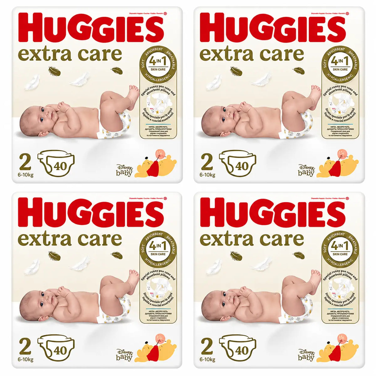 Huggies Extra Care Size 3 (6-10 Kg) Disney Baby Nappy, 40 pcs, pack 4