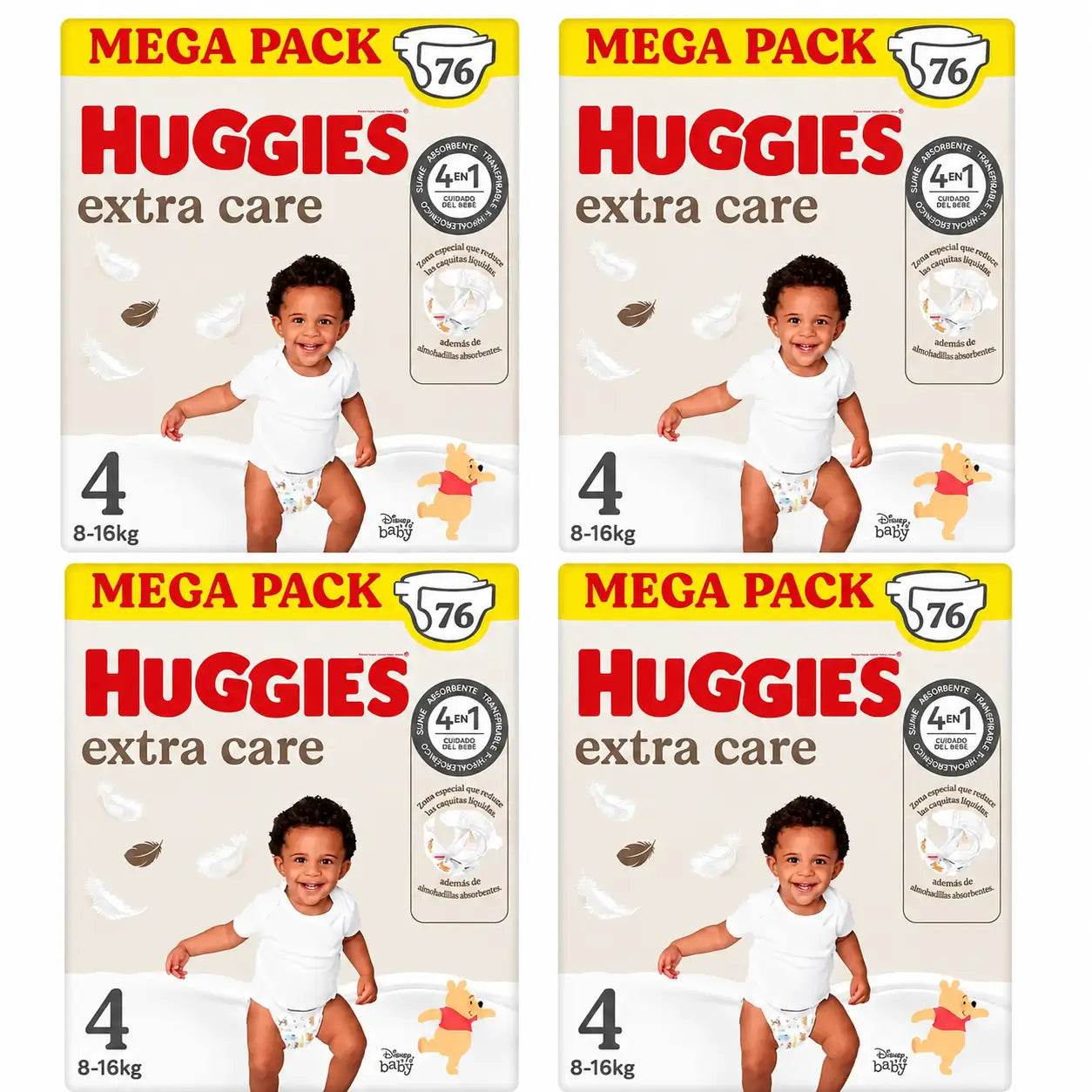 Huggies Extra Care Size 4 (9-14 Kg) Disney Baby Nappy , 76 pieces, pack 4