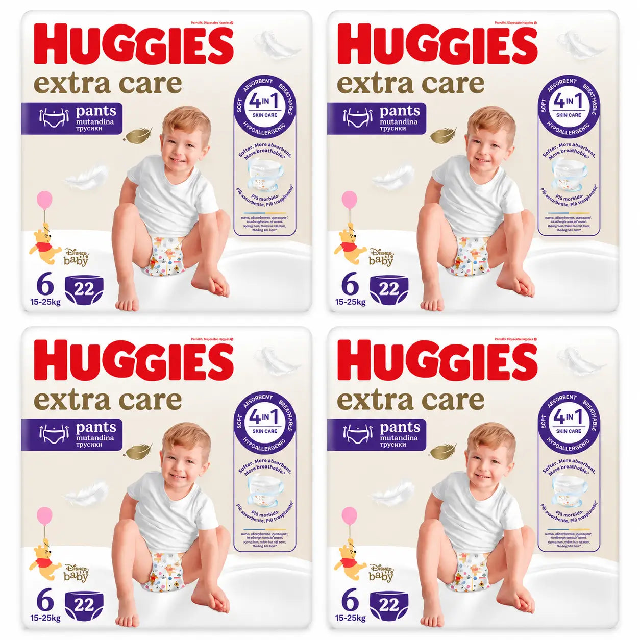 Huggies Extra Care Size 6 (15-25 Kg) Disney Baby Diaper Briefs , 22 pcs, pack 4