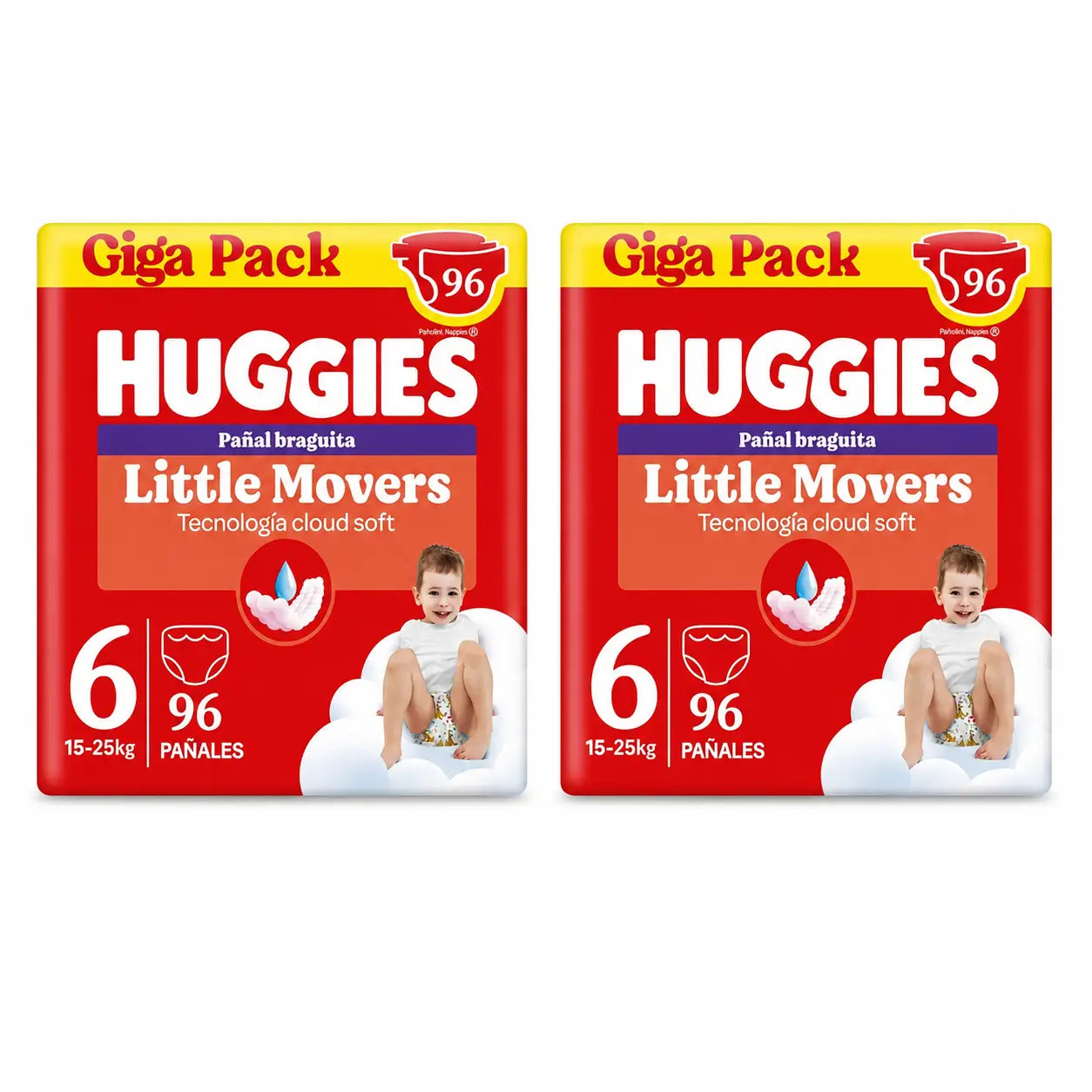 Huggies Little Movers Size 6 (15-25 Kg) Disney Baby Diaper Briefs , 96 pieces, pack 2