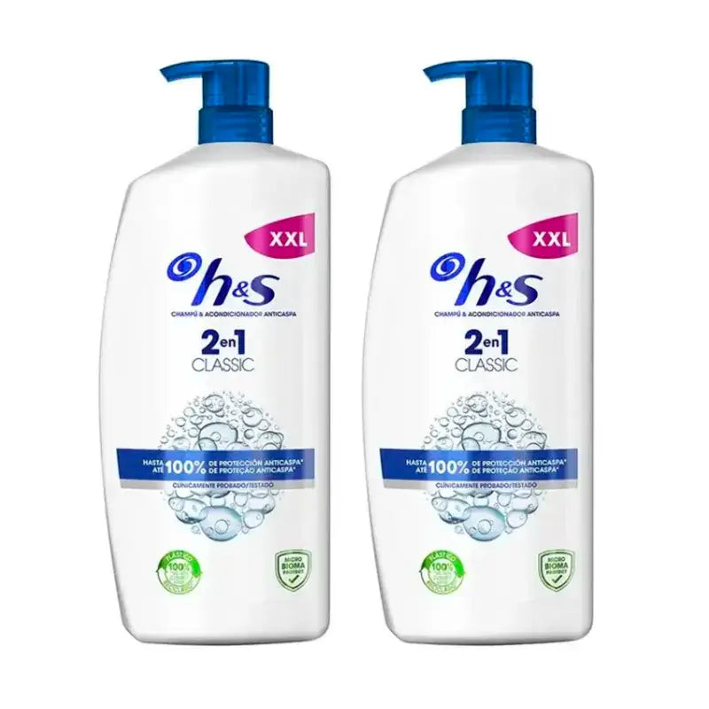 H&S Classic 2 In 1 Shampoo, Pack 2 x 1000 ml