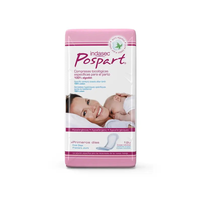 Indasec Pospart First Days Cotton Pads , 12 units