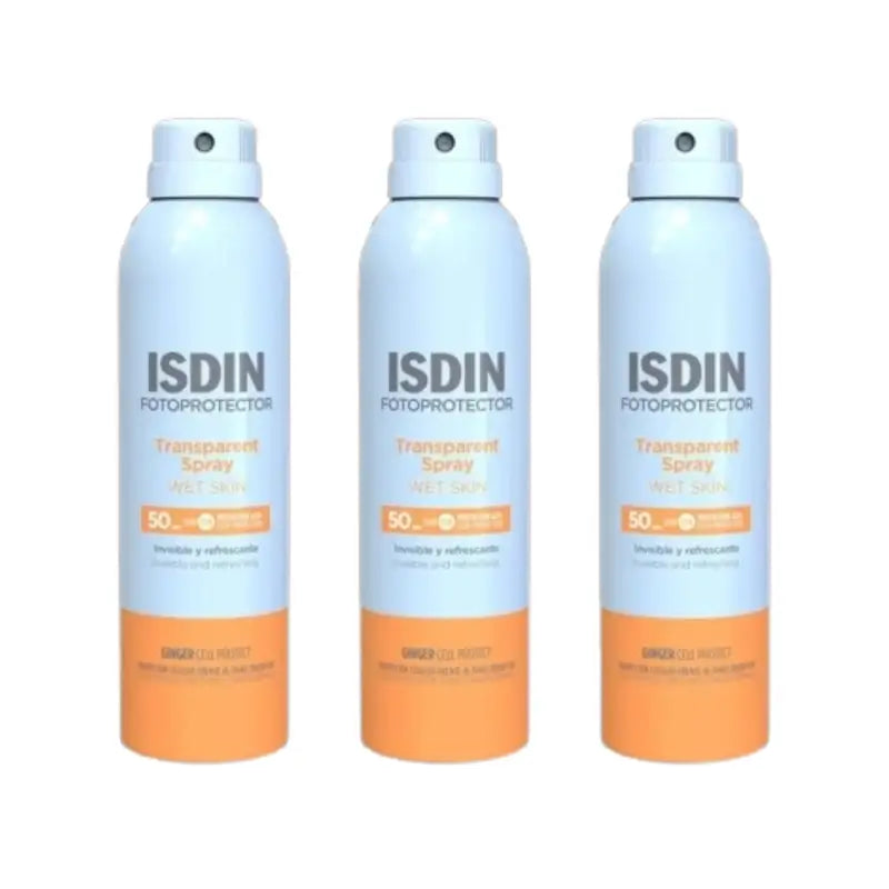 Isdin Transparent Transparent Spray Wet Skin Spf50, 3X250 Ml
